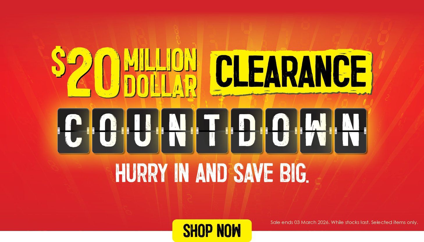 20M Clearance Countdown | Shop Now